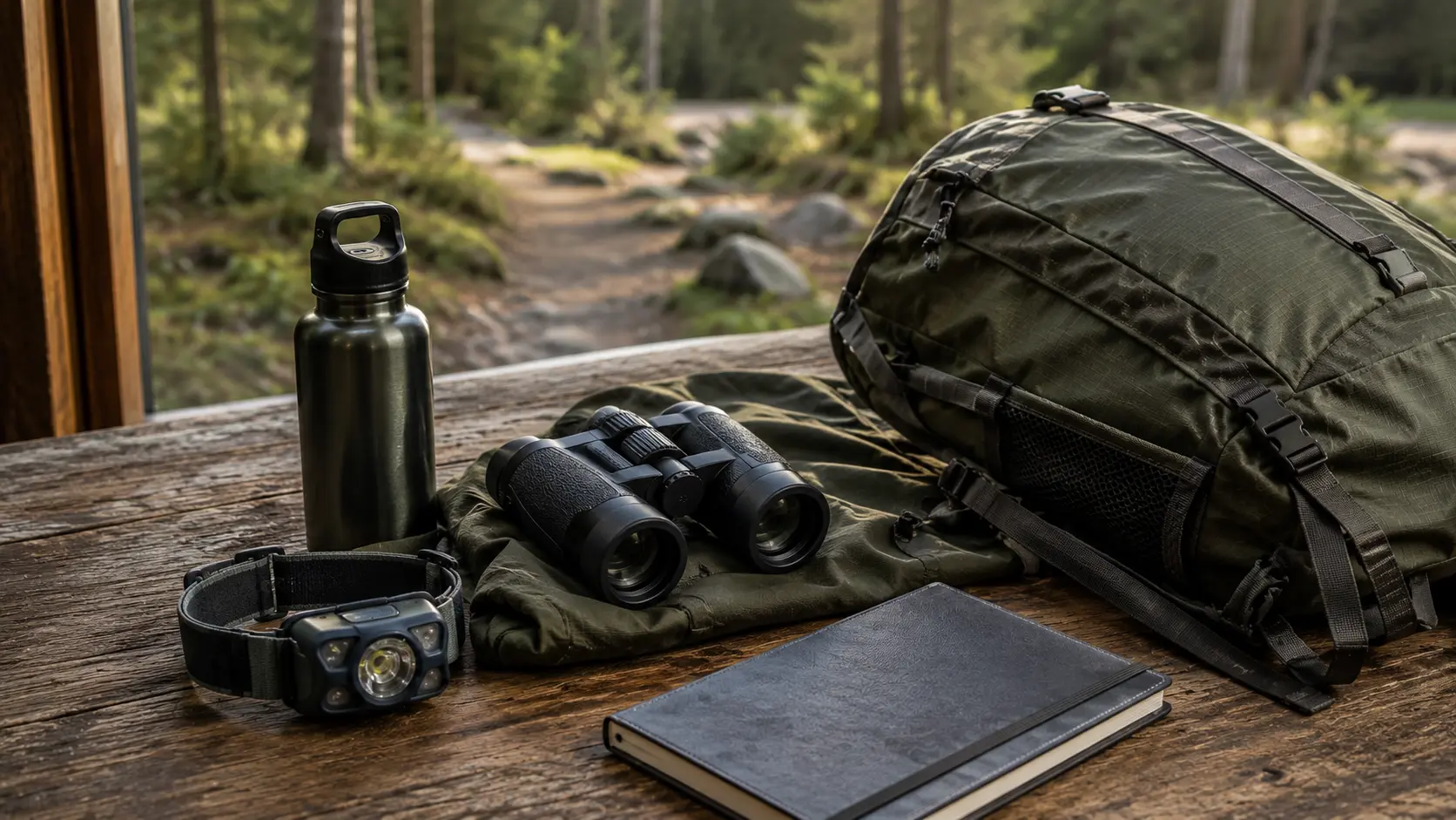 Equipement outdoor pour randonnée et observation nature